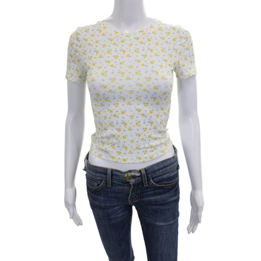My Mum Made It Womens Floral Crew Neck T Shirt Short Sleeve White Size XS